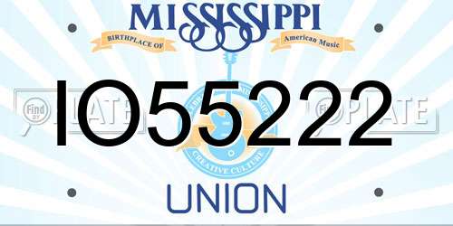 IO55222 Mississippi License Plate