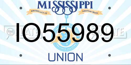 IO55989 Mississippi License Plate