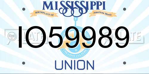 IO59989 Mississippi License Plate