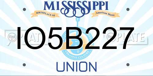 IO5B227 Mississippi License Plate