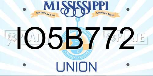 IO5B772 Mississippi License Plate