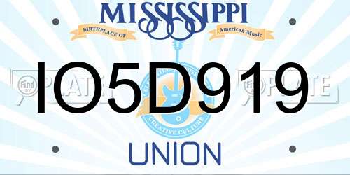 IO5D919 Mississippi License Plate