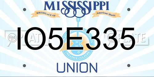 IO5E335 Mississippi License Plate