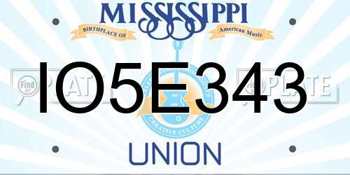 IO5E343 Mississippi License Plate