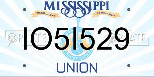 IO5I529 Mississippi License Plate