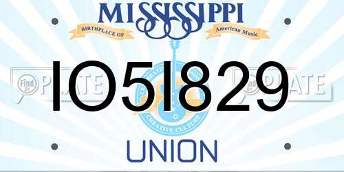 IO5I829 Mississippi License Plate