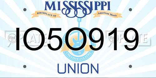 IO5O919 Mississippi License Plate
