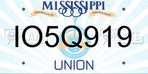 IO5Q919 Mississippi License Plate