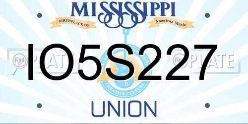 IO5S227 Mississippi License Plate