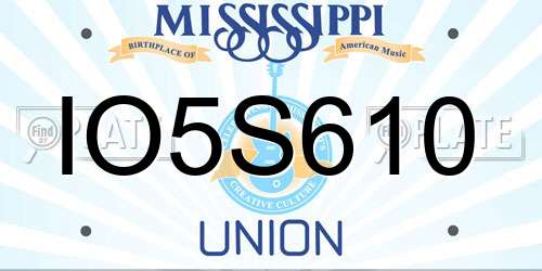 IO5S610 Mississippi License Plate