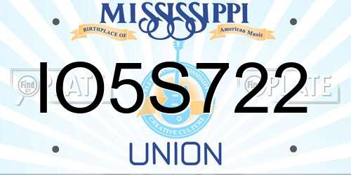 IO5S722 Mississippi License Plate