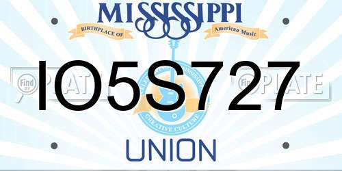 IO5S727 Mississippi License Plate
