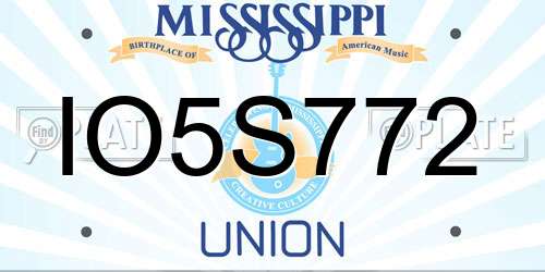 IO5S772 Mississippi License Plate