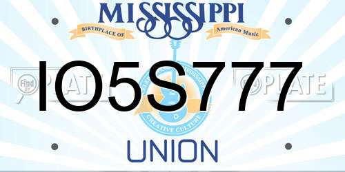 IO5S777 Mississippi License Plate