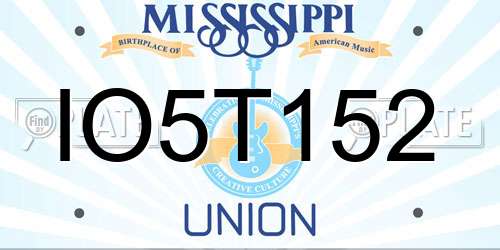 IO5T152 Mississippi License Plate