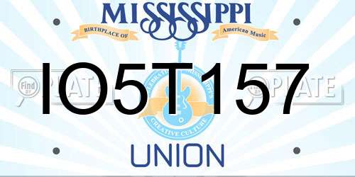 IO5T157 Mississippi License Plate