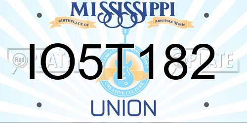 IO5T182 Mississippi License Plate