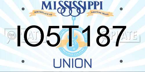 IO5T187 Mississippi License Plate