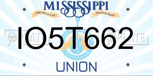 IO5T662 Mississippi License Plate