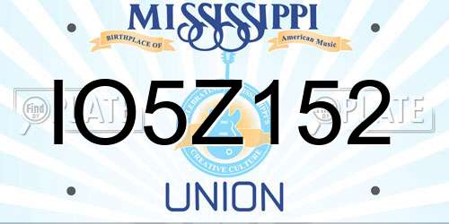 IO5Z152 Mississippi License Plate