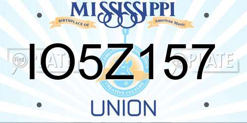 IO5Z157 Mississippi License Plate