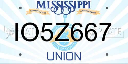 IO5Z667 Mississippi License Plate