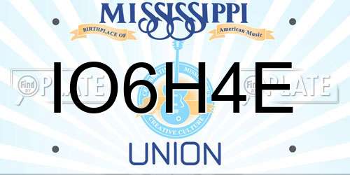 IO6H4E Mississippi License Plate