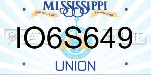 IO6S649 Mississippi License Plate