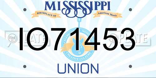 IO71453 Mississippi License Plate