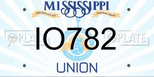 IO782 Mississippi License Plate