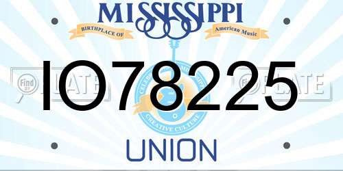 IO78225 Mississippi License Plate
