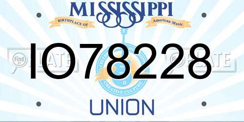 IO78228 Mississippi License Plate