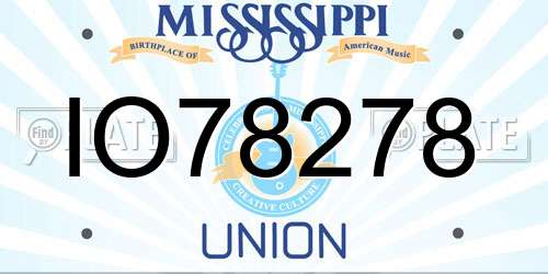 IO78278 Mississippi License Plate