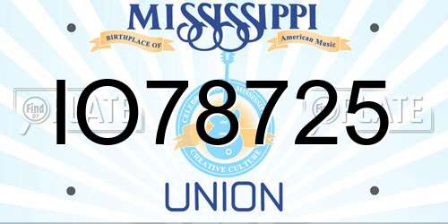 IO78725 Mississippi License Plate