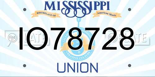 IO78728 Mississippi License Plate