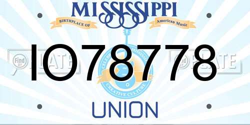 IO78778 Mississippi License Plate