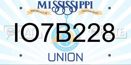 IO7B228 Mississippi License Plate