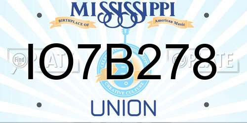 IO7B278 Mississippi License Plate