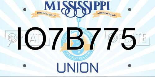 IO7B775 Mississippi License Plate