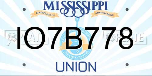 IO7B778 Mississippi License Plate