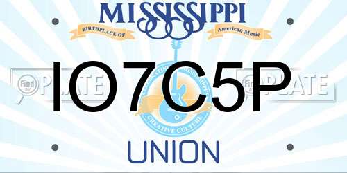IO7C5P Mississippi License Plate