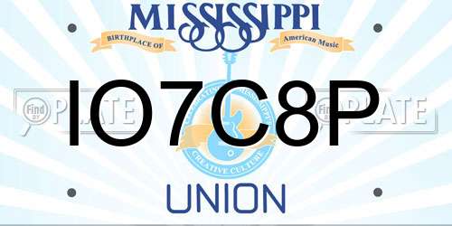 IO7C8P Mississippi License Plate