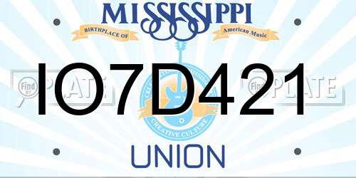 IO7D421 Mississippi License Plate