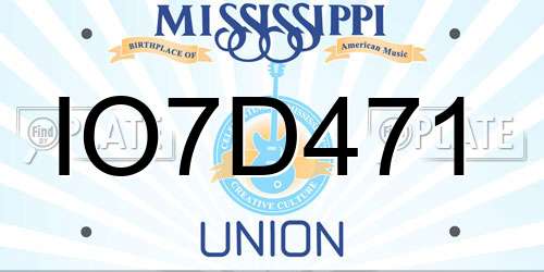 IO7D471 Mississippi License Plate
