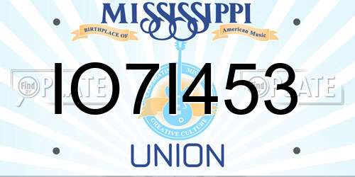 IO7I453 Mississippi License Plate