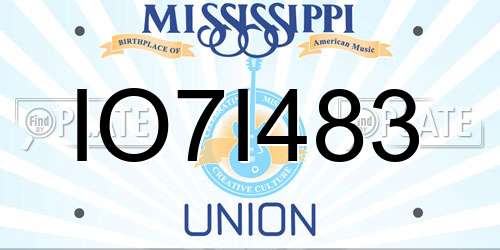 IO7I483 Mississippi License Plate
