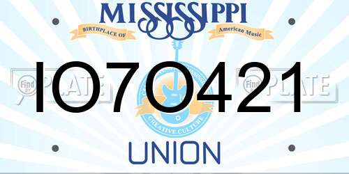 IO7O421 Mississippi License Plate