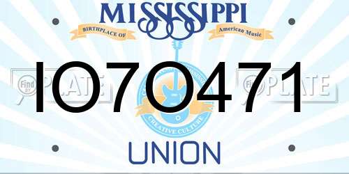 IO7O471 Mississippi License Plate