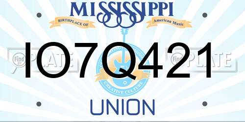IO7Q421 Mississippi License Plate