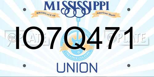 IO7Q471 Mississippi License Plate